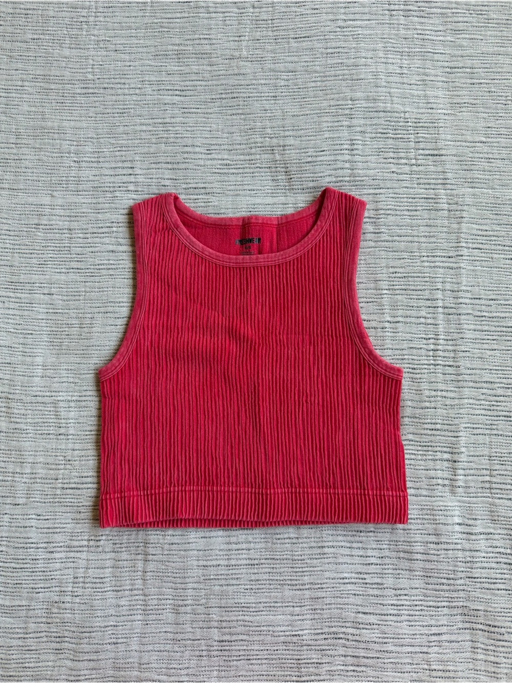 Ribbed Crop Tank Top - Pink